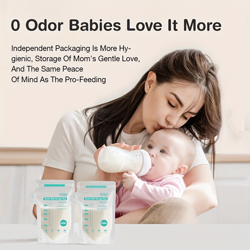 10pcs/30pcs/100pcs Breastmilk Storage Bags 150ml - Self-Standing Space-Saving Design with Pour Spout for Easy Feeding