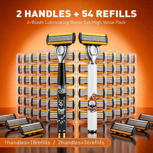 2 handles 54 replacement 2 handles 32 replacement 1 handle 18 replacement manual razor set stainless steel razor set mens manual razor mens razor high quality mens razor set mens manual shaver stockpiling pack