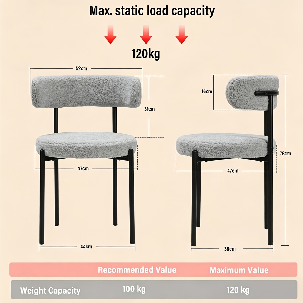 2pcs Velvet Dining Chairs Set Modern Upholstered Curved Back Chair Suitable For Use , Dining Room, Bedroom And Living Room.