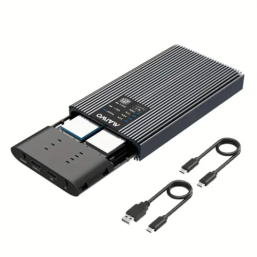 k2022s dual bay m 2 sata ssd duplicator enclosure type c usb 3 0 5 high speed transfer 16tb capacity compatible with 2230 2242 2260 2280 b m key ssd portable design grey