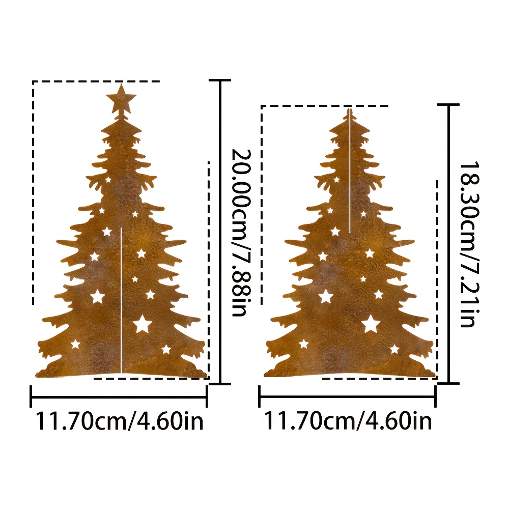 [][christmas][thanksgiving]2pcs Metal Iron Natural Rust Inlaid Christmas Tree Statue Decoration, Christmas Gift Ideas - Holiday Decoration Gifts, Indoor/outdoor Rust Garden Decoration