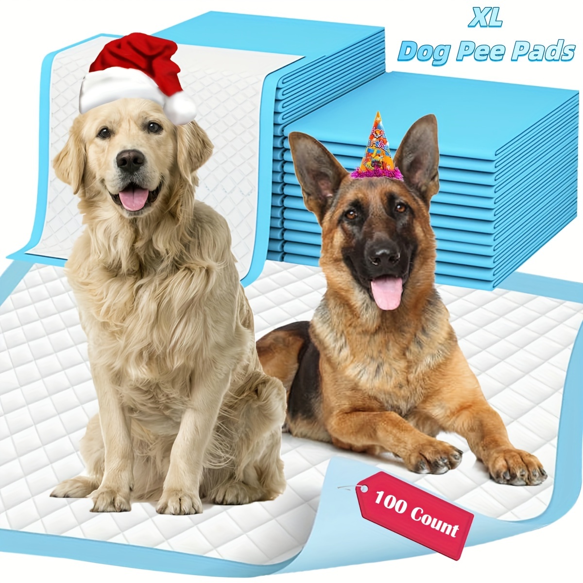 TEMU 100ct 7- Leak-proof Dog Pee Pads, Thicken Puppy Pee Pads For Dogs 22.2"x22.2", Pee Pads, Leak-proof & Dog Pee Pads, Disposable Quickpy Training Pads For Dogs Cats Pets Dry Potty Pads Puppy
