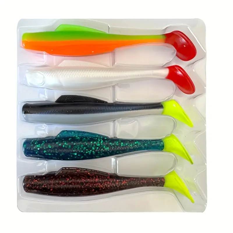 elastic fishing lures MONSTERBASS Headbanger BangerShad 3-1/2" 5-pack Red/Black the BangerShad can be rigged any way you prefer Soft Bionic Fishing Lure -