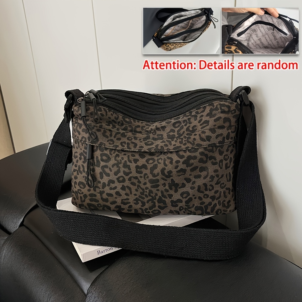 Image of Women&;s Shoulder Bag Autumn Winter New Premium Leopard Print Small Square Bag Multi-compartment Lightweight Commuter Crossbody Bag Very Suitable For Daily Commuting Random Style
