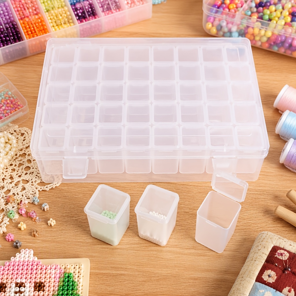 TEMU Boîte de rangement transparente à 35 compartiments pour perles avec couvercle – Organisateur encombrant pour bijoux et artisanat ; Convient , ou