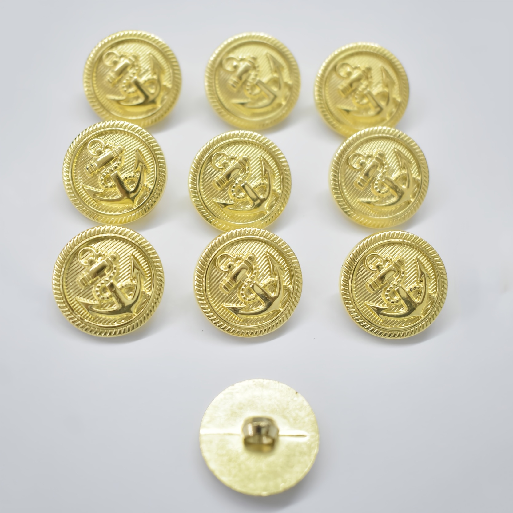 Metal Blazer Button Set Naval Anchor For Blazer, Suits, Sport Coat, Uniform, Jacket 10pcs