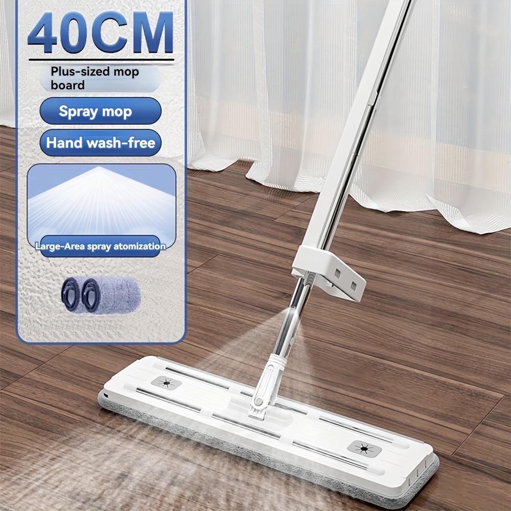 

1pc Set, Water Jet Design Household Floor Mop, Kitchen Bathroom Tile Hardwood Dusting Mop, Cleaning Supplies, Cleaning Flat Mop, Hand-free Cleaning Tool, Free 2 Mop Pads