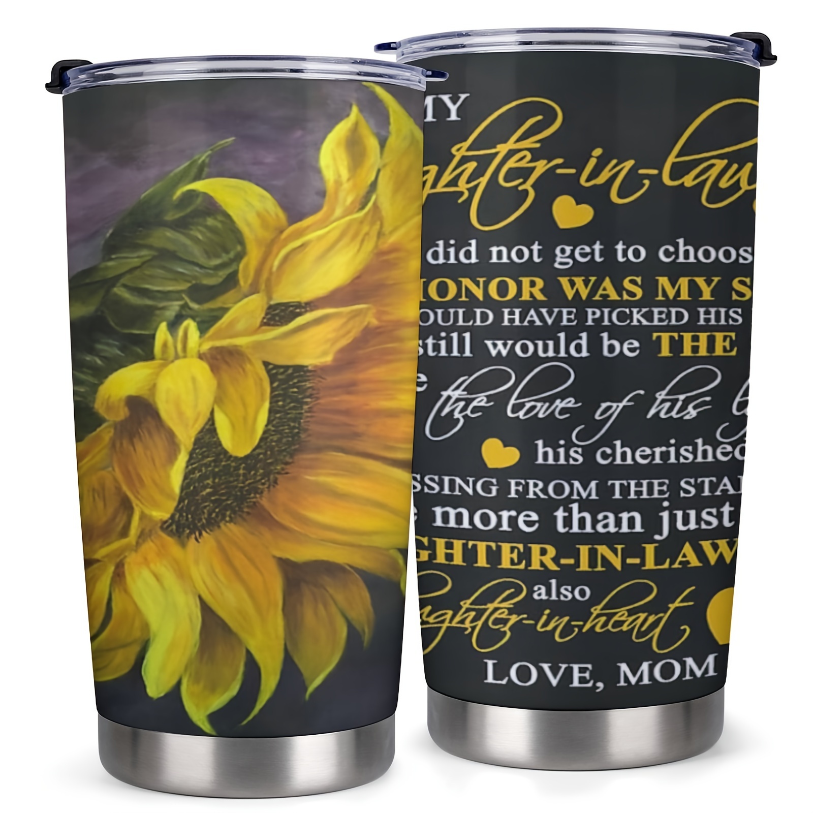 

20oz Stainless Steel Tumbler Cup With Lid - Mom To Daughter In Law - Insulated Double Wall For Hot/cold Drinks - Ideal Travel Coffee Mug For Home, Office - Perfect Family & Holiday Gift