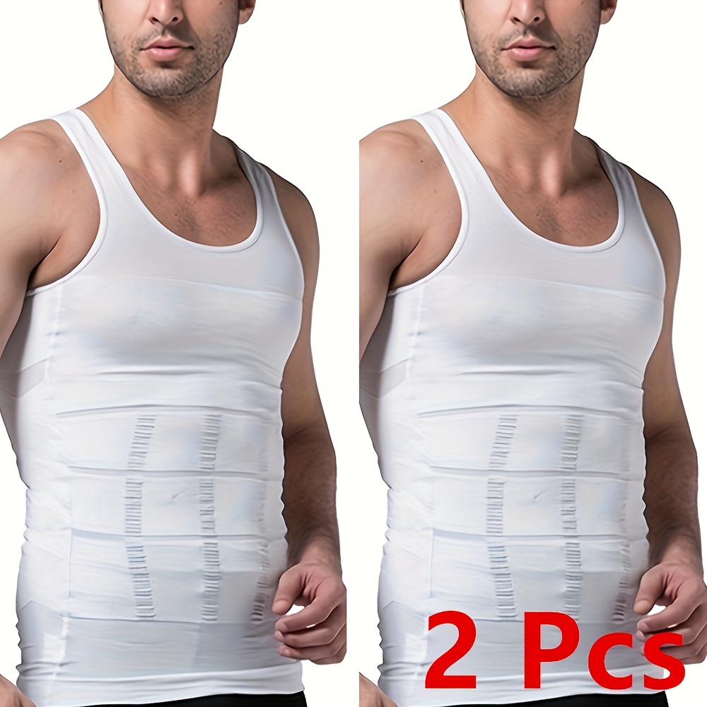 item picture 2pcs of mens shaping compression vest high   muscle support breathable fitness sports top recommended     larger fitness clothing fashionable and durable   equipment professional sports style