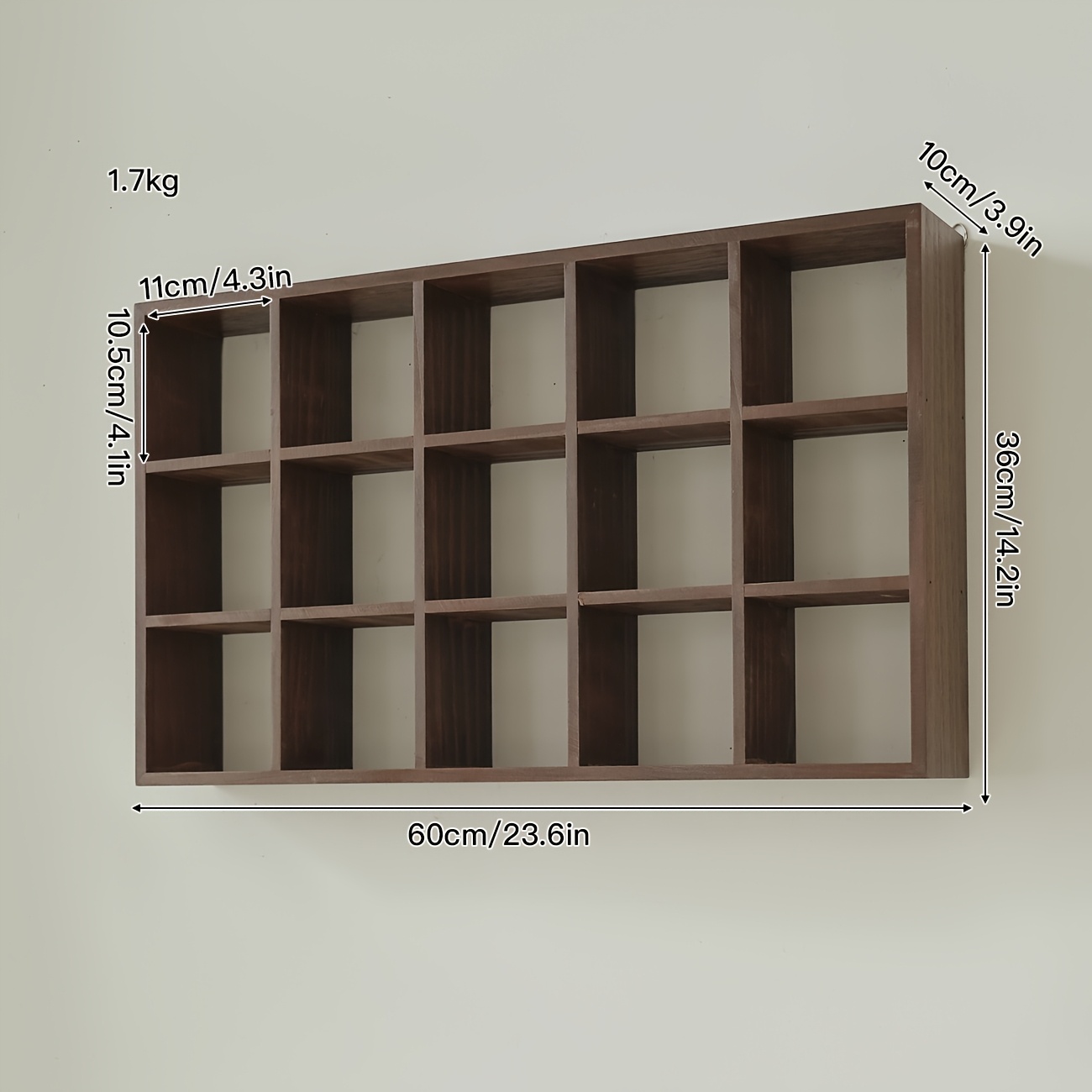 TEMU 1pc, Solid Wood Wall-mounted Storage Rack, Wall Decoration Rack, Wall Storage Rack, Suitable For Living Room, Study, Bedroom