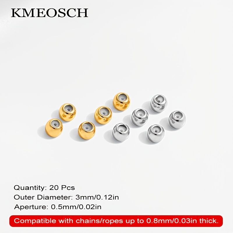 Brass Stopper & Slider Beads With Rubber Inside - 3/4/5mm Round Beads, For Necklace Bracelet Jewelry Making, Durable Craft Supplies For Additions, Bracelet Assembly, Elegant Bead Design