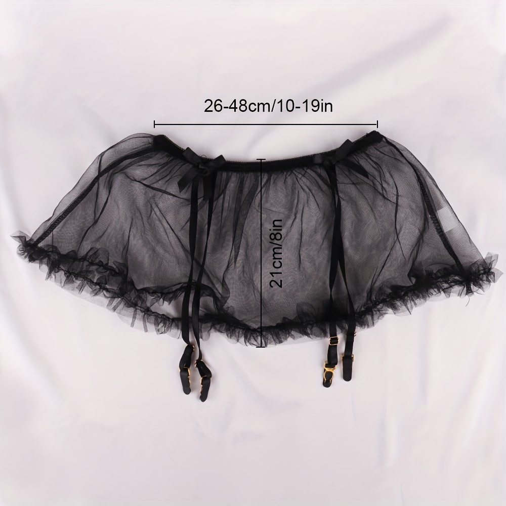 Elegant Black Lace Garter Belt with Bowknots, Transparent Mesh, Adjustable  Elastic Suspender Stocking Straps, 100% Polyester Solid Color, Woven ...