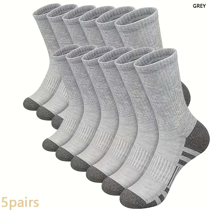 TEMU Random 5pairs Men's Long Socks, Autumn And Winter Sports Socks Long Socks, Socks, Running Socks, Men's Warm Socks, Classic Solid Color Socks,