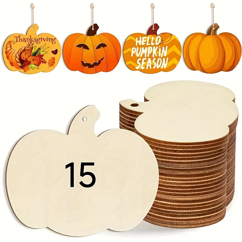 Image of 15pcs Wooden Thanksgiving Pumpkin Decoration For Home And Garden, Halloween Pumpkin Ornament