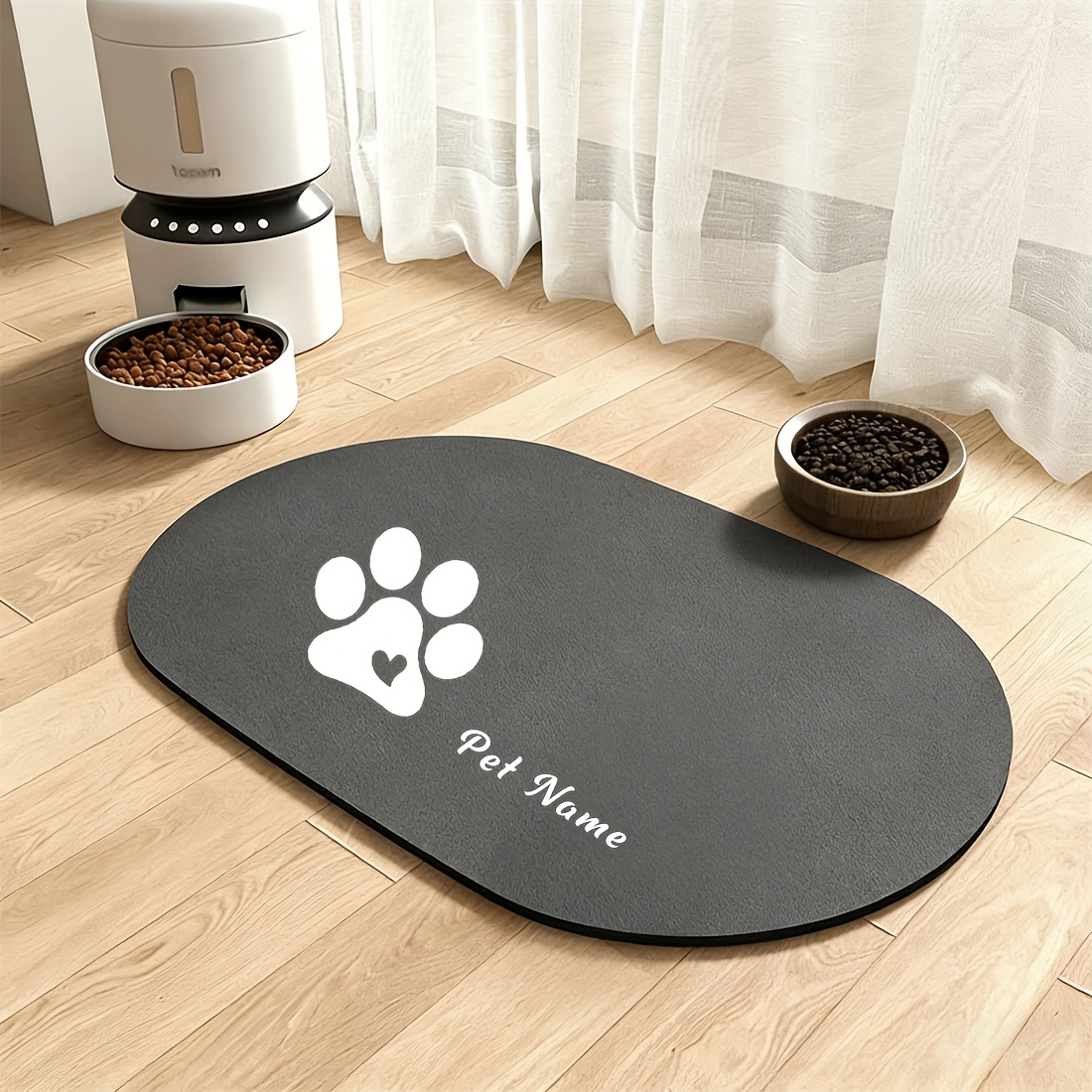 Customized Pet Feeding Mats with Paw Print Design