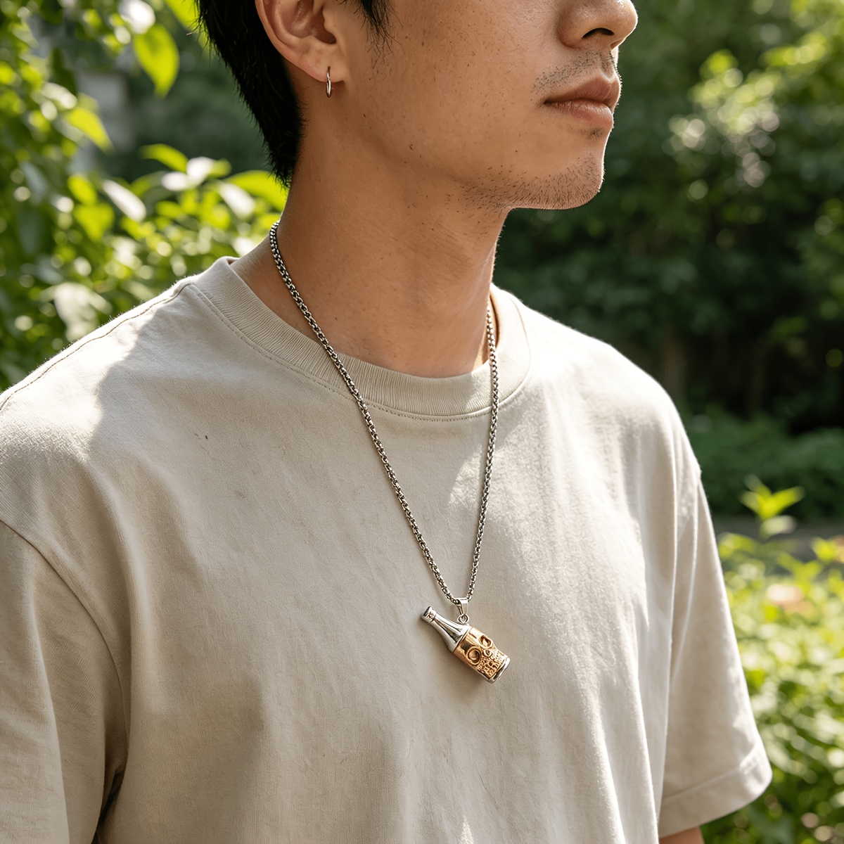 Unisex Trendy Skull Bottle Pendant Necklace, Vintage Design
