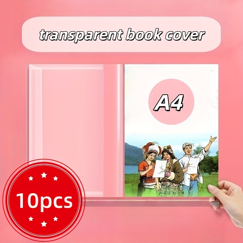 E-shop 10 Stück transparente Buchumschläge (16K/25K/A4 Größen), bruchsicher und kratzfest. Geeignet für Lehrbücher und Notizbücher in verschiedenen