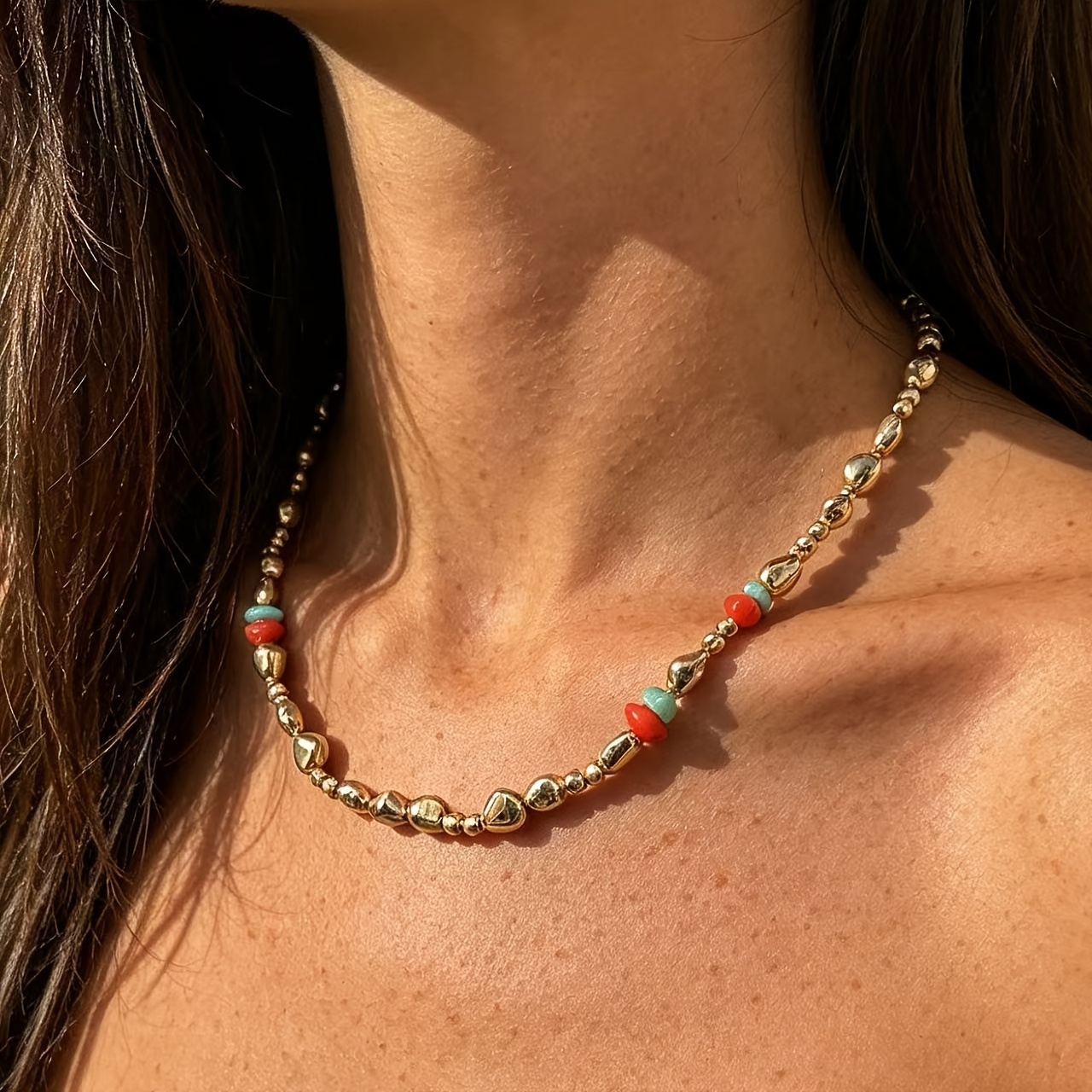 Women's Handmade CCB Resin Beaded Necklace, Retro Style
