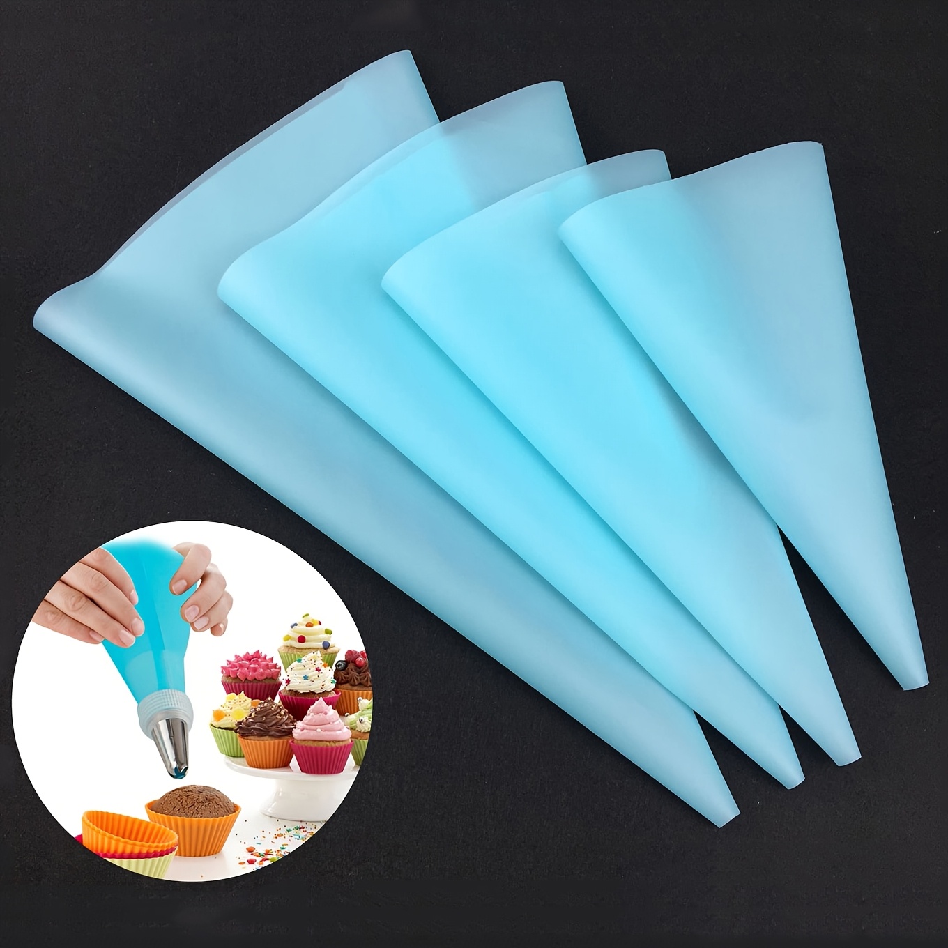 4pcs Set Of Different Sizes Cake Cream Piping Bags For Diy Baking And Dessert Decorating