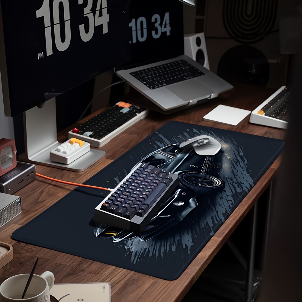 Large Muscle Car Gaming Mouse Pad with Non-Slip Rubber Base, Extended Desk Mat for Keyboard and Mouse, Vibrant Black & Orange Artwork, Perfect Gift for Car Enthusiasts, Gaming Desk Accessory, Gaming Desk Mat | Vibrant Desk Mat | Nonslip Rubber Mat, Mouse Pads for Desk