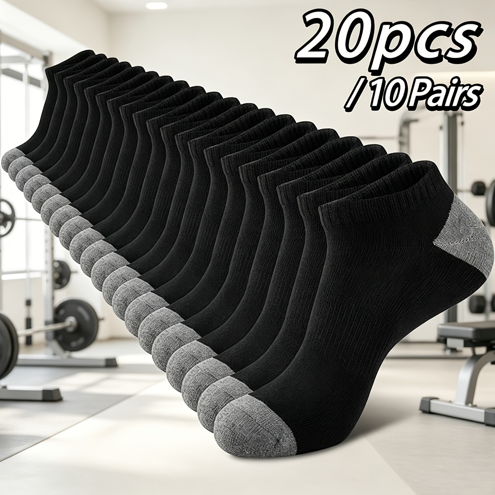 TEMU 10-pair Men's Sports Casual Socks, Spring Summer Comfortable And Breathable, Anti-slip Fitness Socks Running Socks, Suitable For Outdoor Hiking