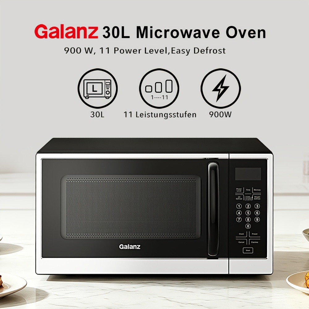 1pc Oven Kitchen Appliance Large Capacity 30l Stainless Steel Interior Black Convection Efficient 900w Quick Cooking For Home Kitchen Fast Heating Compact Modern