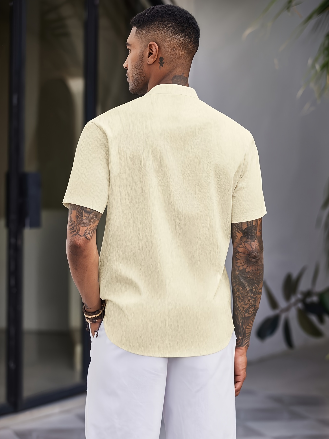 Chemise Décontractée Homme Forever 21 - Beige - Manches Courtes - Taille S - Neuf Sans étiquette