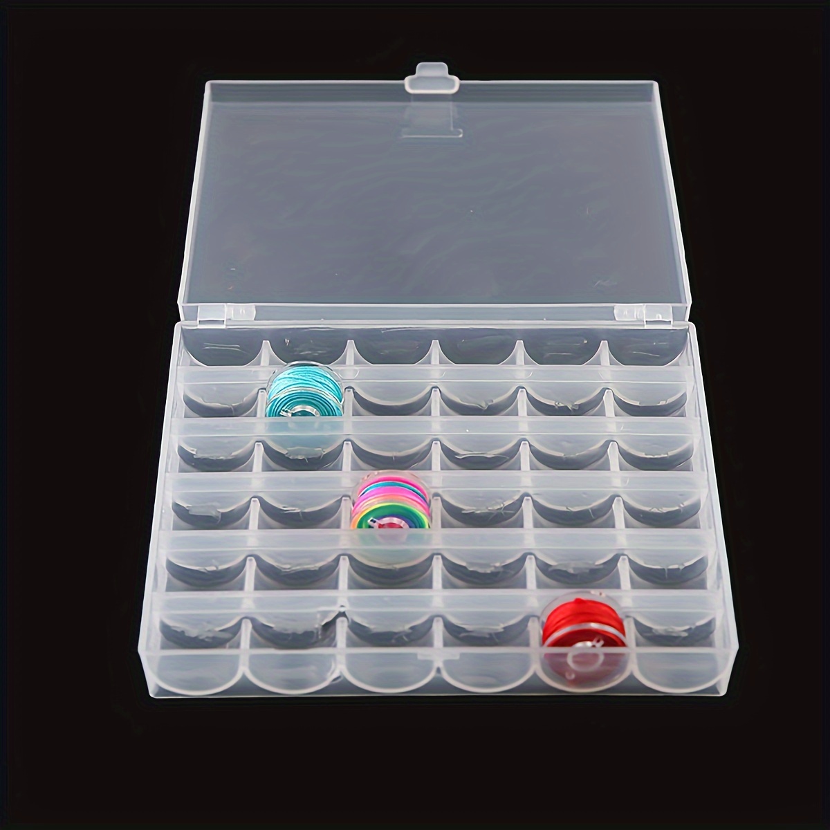 

36-slot Clear Plastic Bobbin Storage Box For Diy Sewing Machine Accessories And Tools