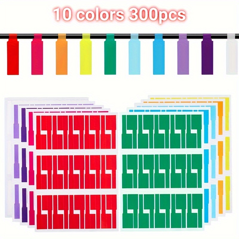 

300pcs Cable Labels, Premium 10 Colors Wire Labels Electrical, Waterproof Cord Labels Electronics Tags For Cable Management, Self-adhesive Cable Labels Tags For Laser Printer And Handwriting