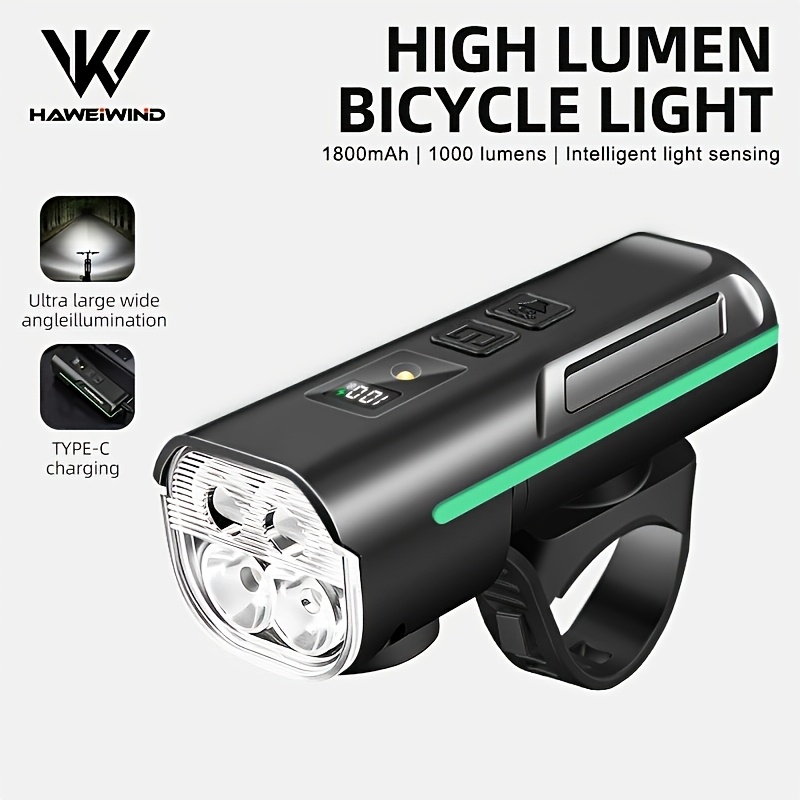 TEMU Fiets Voorlicht, Super Heldere 1500 Lumen USB Oplaadbare Fiets Koplamp, 5 Verlichtingsmodi, Geschikt voor Racefietsen, Mountainbikes Nachtritten