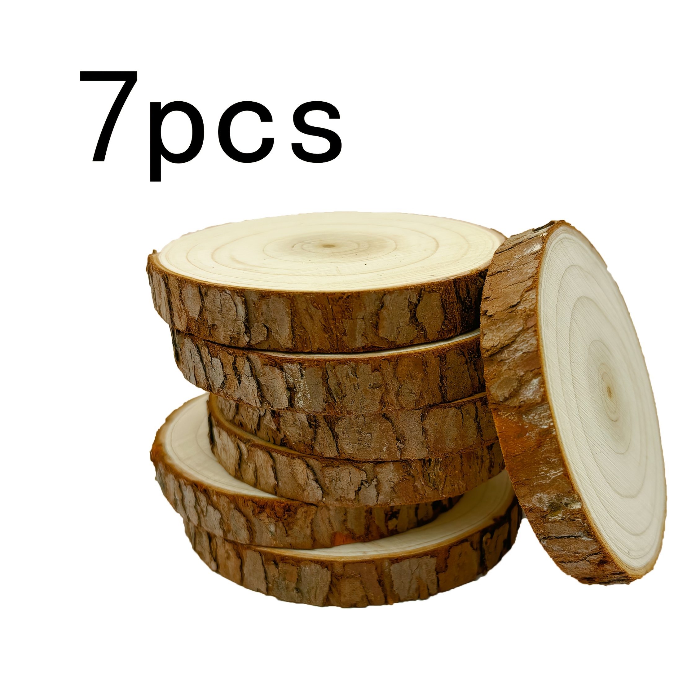 Image of Handmade Wooden Pieces, Unfinished Pre-drilled Round Wood Tree Slices For Coasters, Halloween Decorations, Christmas Decorations, Diy Crafts