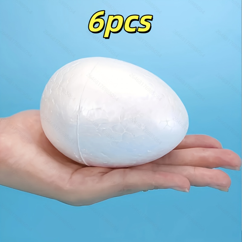 TEMU 6pcs 12cm White Eggs - Suitable For Diy Crafts, School Projects, Arts And Crafts Supplies, Party Decorations, Painting, Easter Coloring,