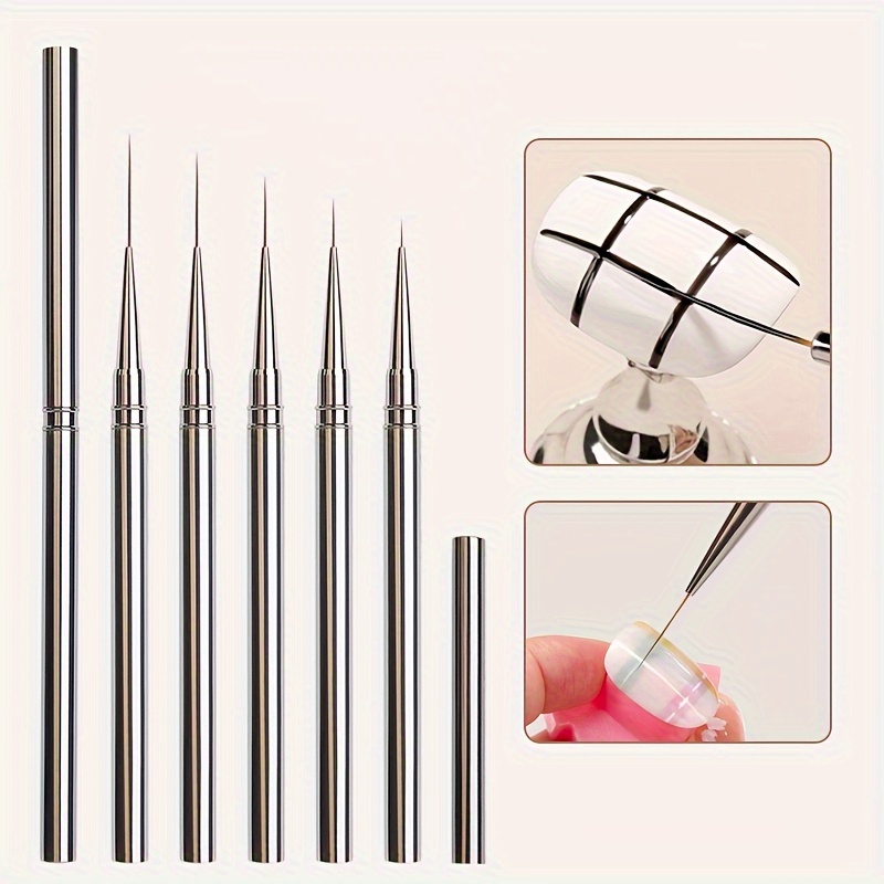 

5pcs Professional Nail Art Liner Brush Set - , Tips For & Detailing - Ideal For Diy & Salon Use