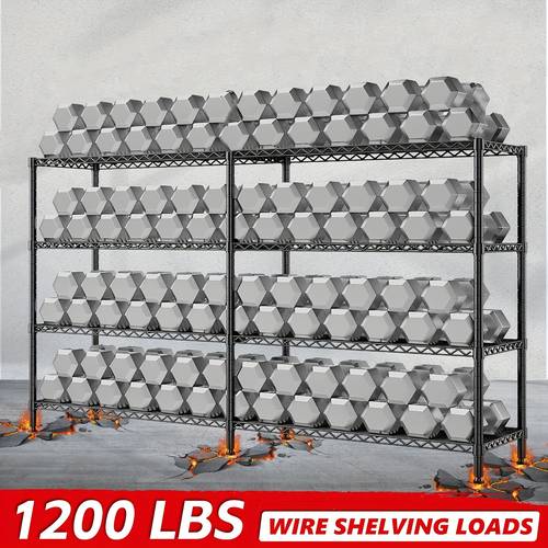 metal storage rack 4 tier 5 tier heavy duty storage rack adjustable black and silvery suitable for kitchen living room storage and organization