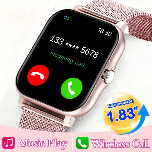 smartwatch 1 83 inch hd screen featuring music alarm clock weather message wireless call answer contacts calculator stylish womens watch for 5 0 and iphone for birthday gift christmas gift