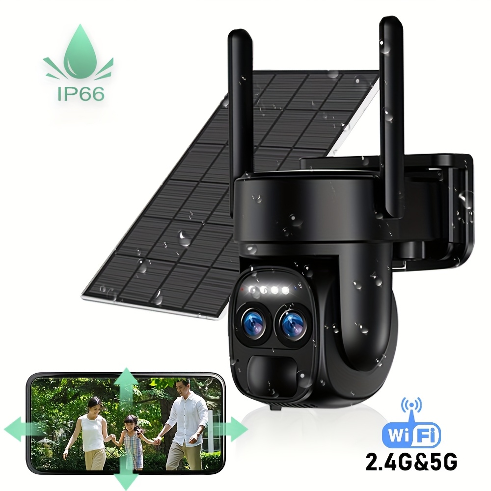 E-shop [10x Zoom] 4MP Outdoor Dual-Lens Automatischer Zoom, Klarer in der Ferne, 2K HD Sicherheitskamera mit Solarpanel PTZ Überwachungssystem