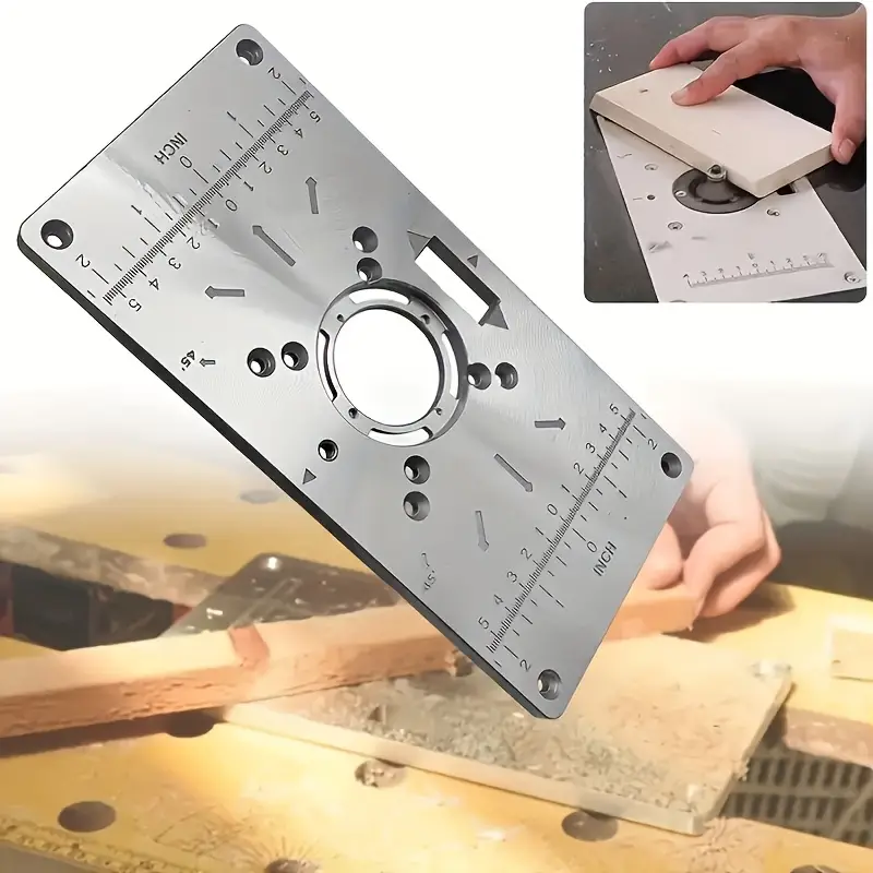 durable aluminium router table insert plate for smooth cutting engraving 4 rings compatible with table saws woodworking benches stability machine tool details 6