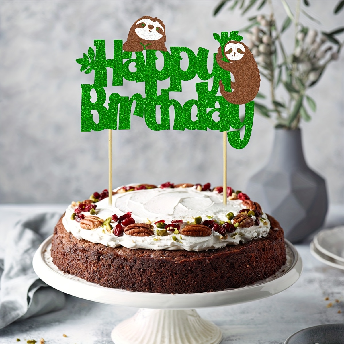 a sparkling sloth birthday cake topper a sloth themed Temu New