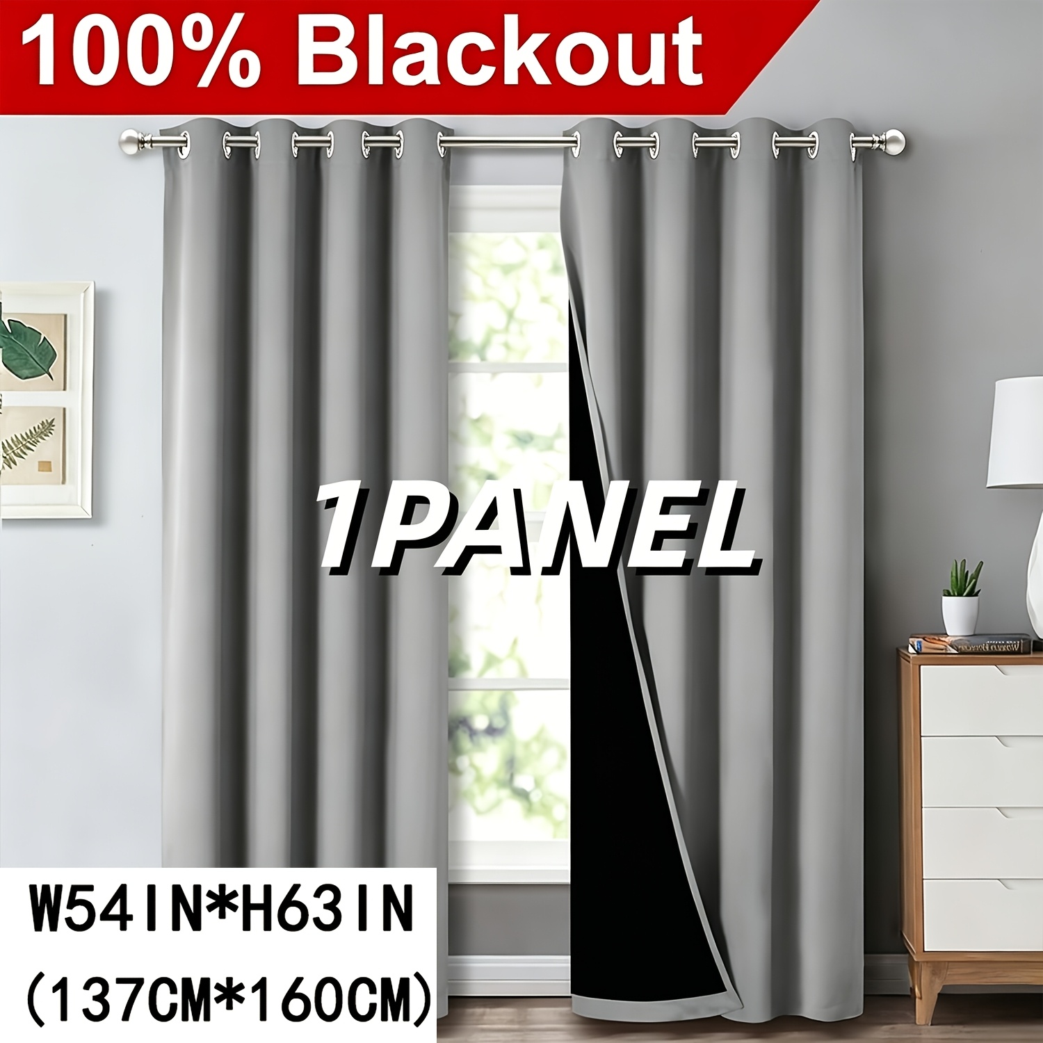 TEMU 100% Blackout Curtains For Bedroom And Living Room, Privacy, Sun Protection, Thermal Insulation, Sun Shading, Stainless Steel Grommet Rod Pocket