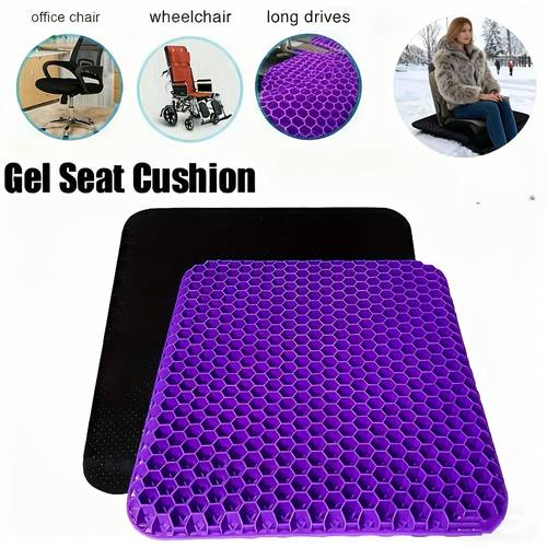 gel seat cushion with thickened double layer honeycomb egg and breathable with anti slip support relieves pressure suitable for office chairs car seats gaming chairs wheelchairs and home chairs