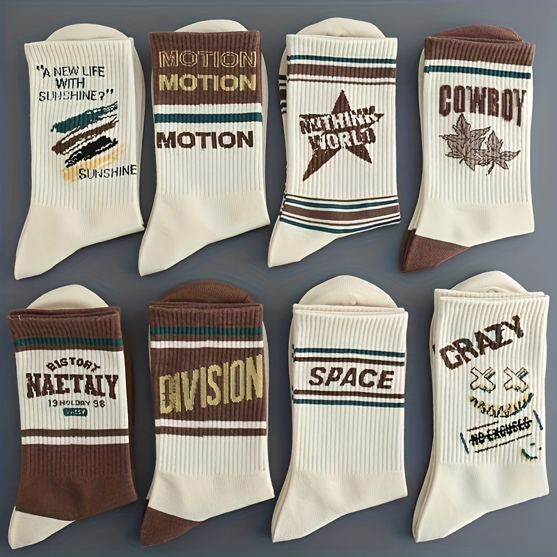 E-shop 8 Paar/16 Paar zufällige Herren-Vintage-Mode-Wadenhohe Socken mit Ahornblatt, trendige bequeme Socken, Strümpfe Socken, Unisex