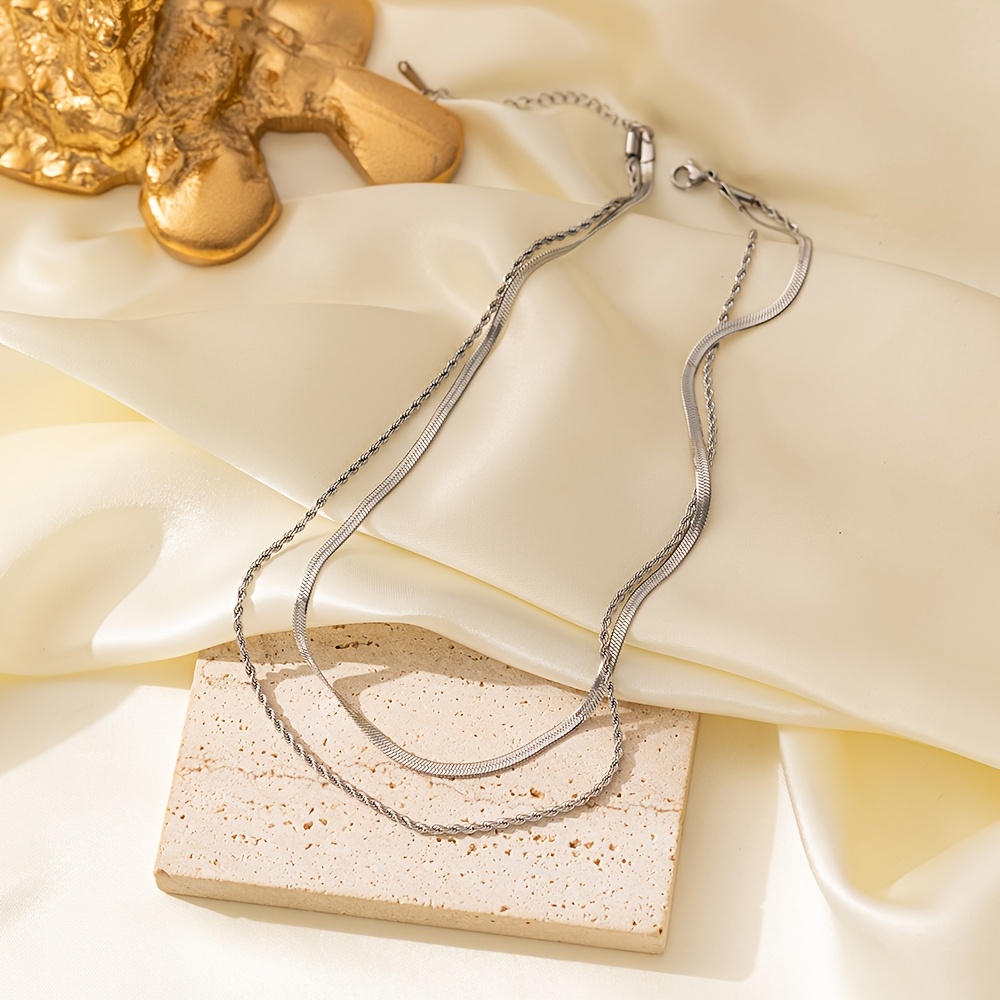 Creative Stackable Titanium Steel Necklace, Waterproof & Sweat-Resistant