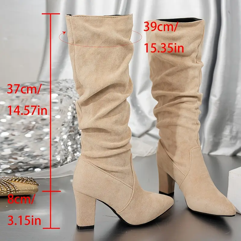 High Heels Velvet Boots Knee High Stylish Women's Fashion Knee