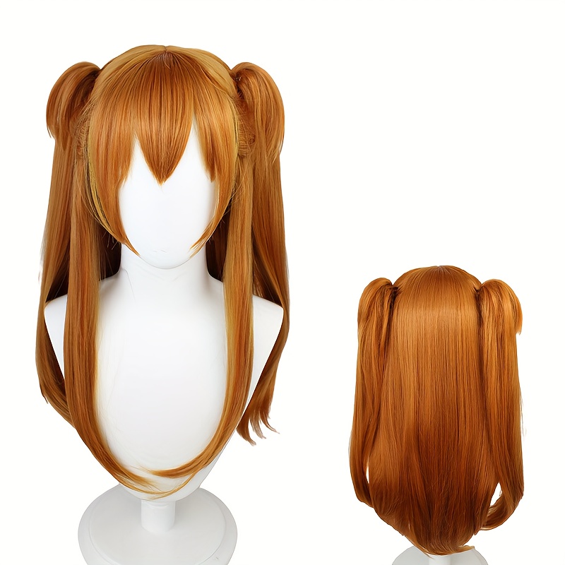 Delicate Adorable Anime Brown Pigtail Wig With Bangs For Girls Natural Looking Synthetic Wig For Casual School Party Supplies Cosplay Photo Props