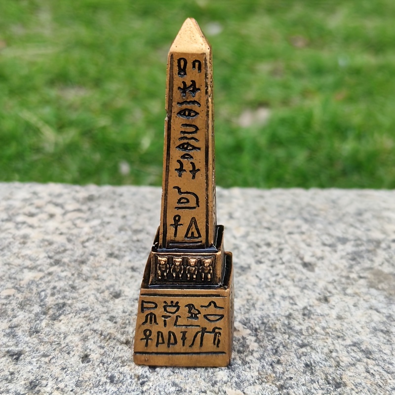 

Egyptian Obelisk Resin Home Decor: 3.82" Tall, Gold-colored, Outdoor Building Model Fountain Pen Stand