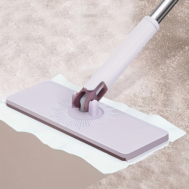 1pc     automatic mop with extendable handle dual use wet and dry flat mop with cloth clip ideal for living room bedroom bathroom toilet kitchen plastic material details 9