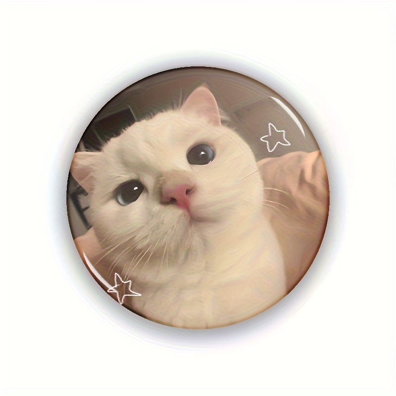 

1pc 1.7-inch Cute Cat Pin, 44mm Diy Button Craft Badge, Novelty Brooch Pendant For Bags & Clothing, Plastic Material, Women's Novelty Accessories