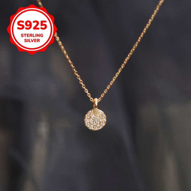 Women's 925 Silver Light Luxury Round Plate Necklace
