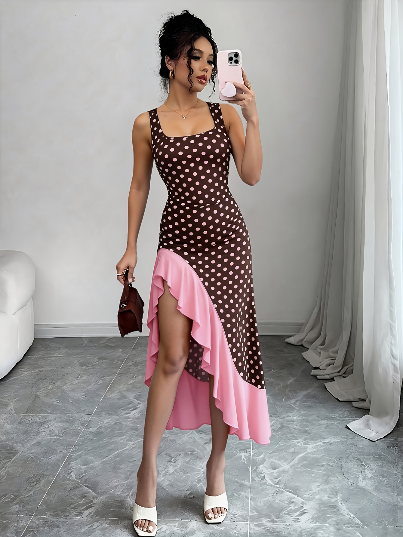 womens square neckline elegant polka dot - Temu Mauritius