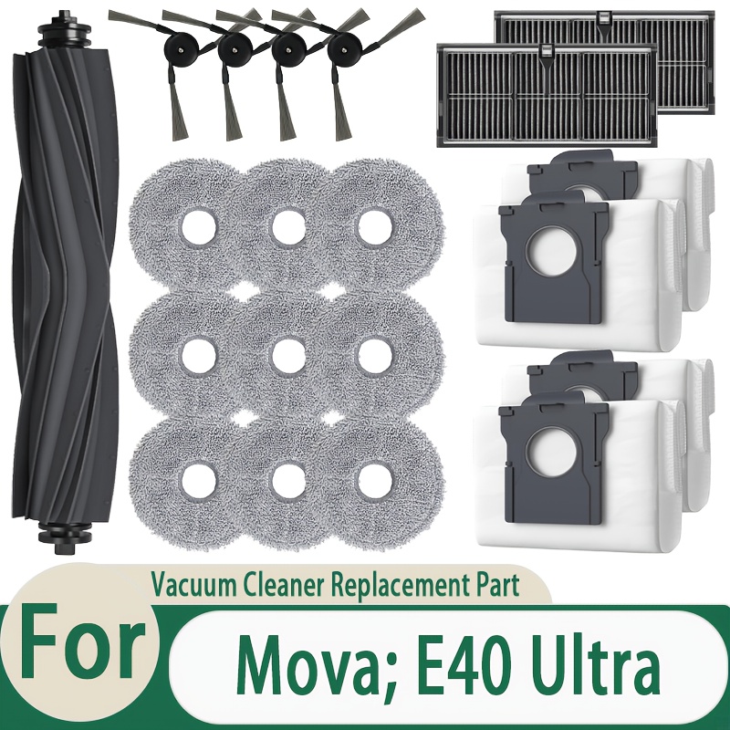 TEMU 20pcs Set Replacement Accessories Parts For E40 Ultra Robot Vacuum, Standard Spare Parts Set With Main Brush, Rotating Side Brushes, Mop Pads,